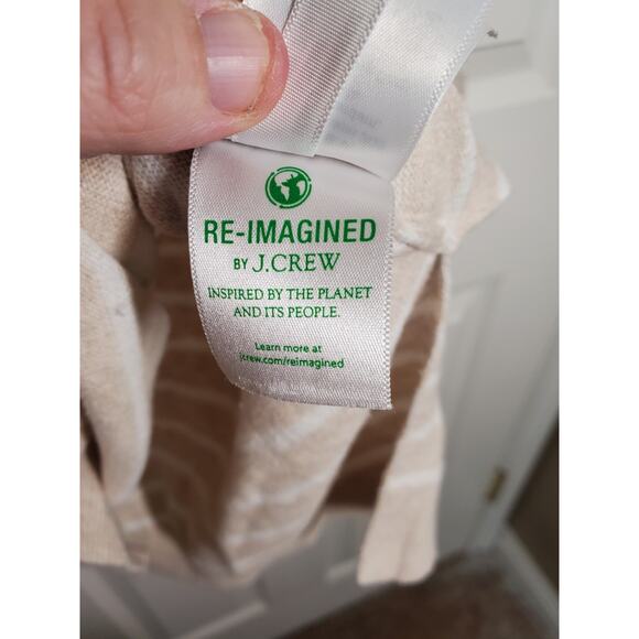 J.Crew Women’s Striped Linen Blend Sweater Beige White Long Sleeve Size Large - Picture 8 of 12